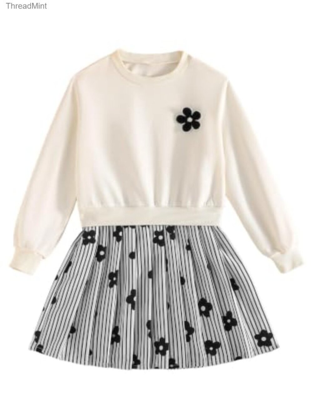 Girls Fall Dress Set - 2 Piece Sweatshirt & Skirt